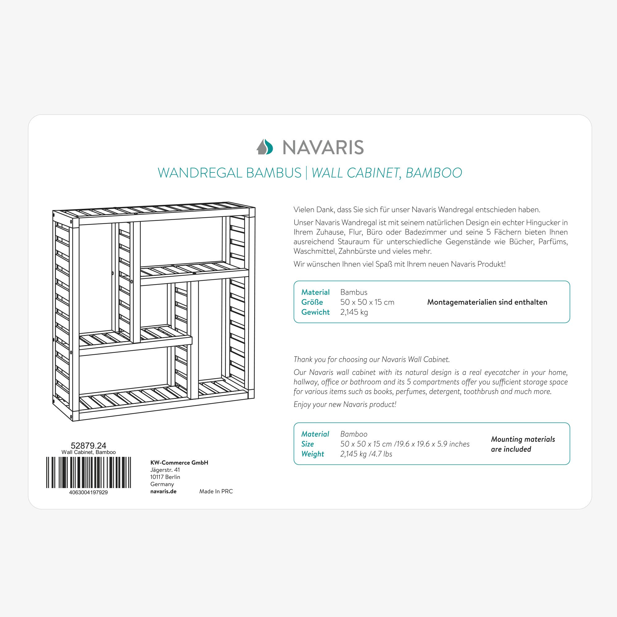 navaris-bambus-badregal-50x50x15cm-mit-5-f-chern image 7