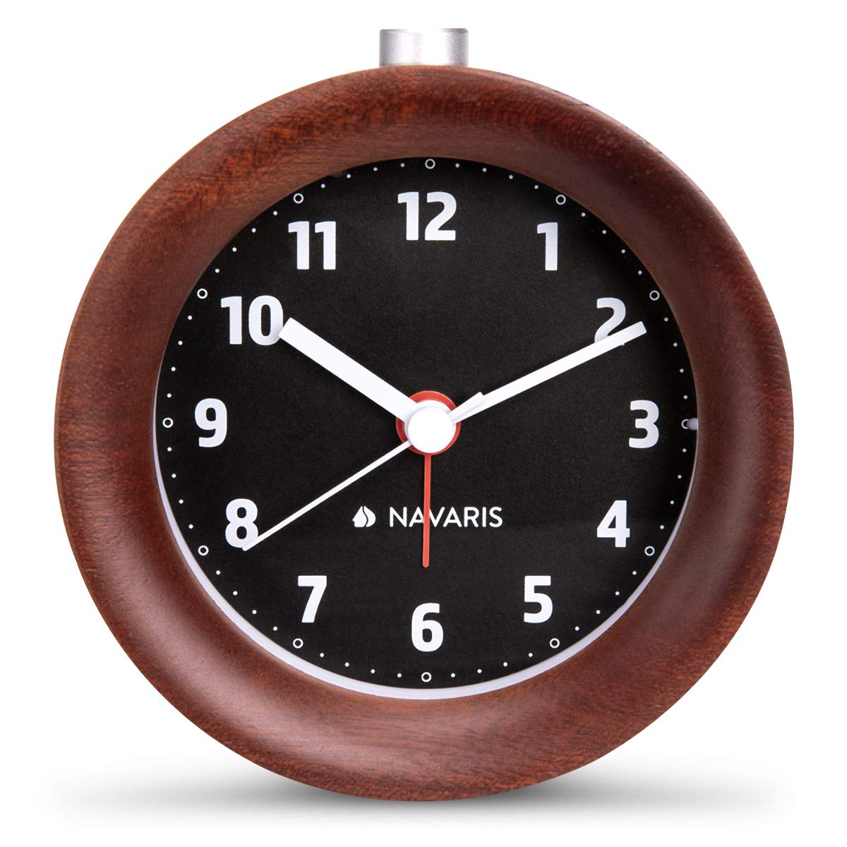navaris-living-analog-holz-wecker-tischuhr-dunkelbraun-ohne-ticken image 5