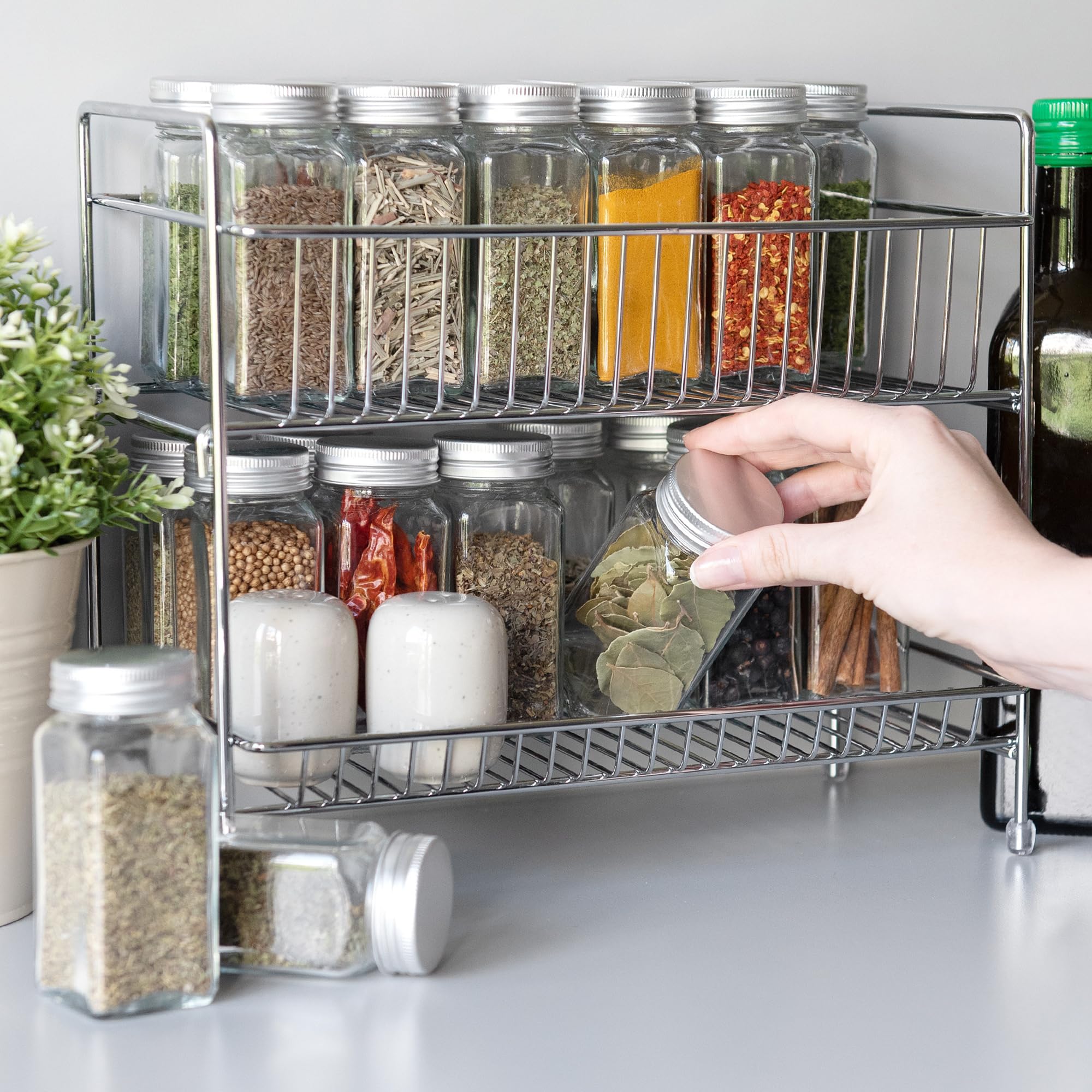 navaris-kitchen-gew-rzregal-2-etagen-metall-faltbar image 1