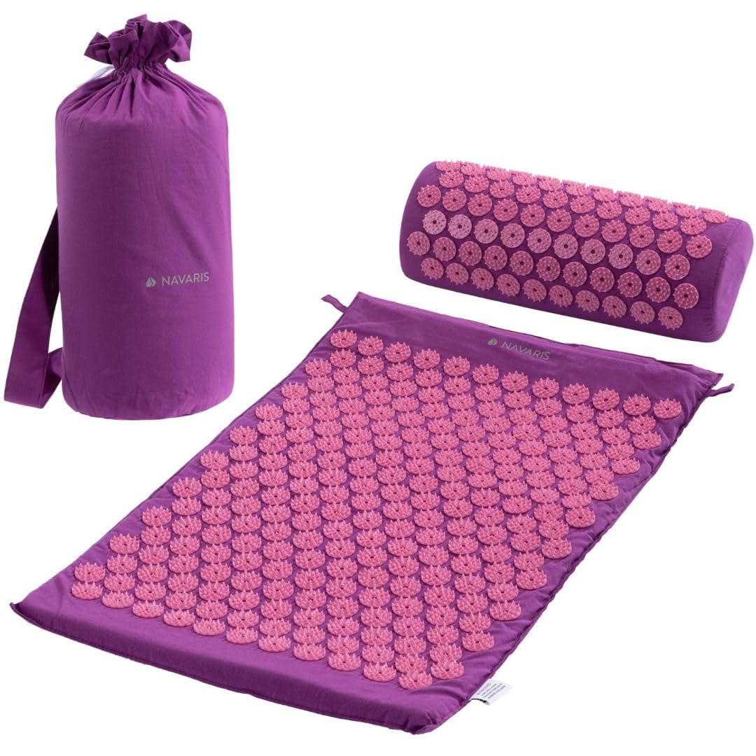navaris-2in1-akupressurmatte-set-violett-mit-kissen image 1