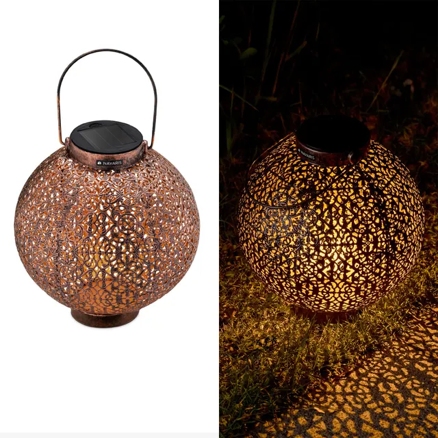 navaris-lighting-solarlaterne-21cm-metall-braun-orientalisch image 1