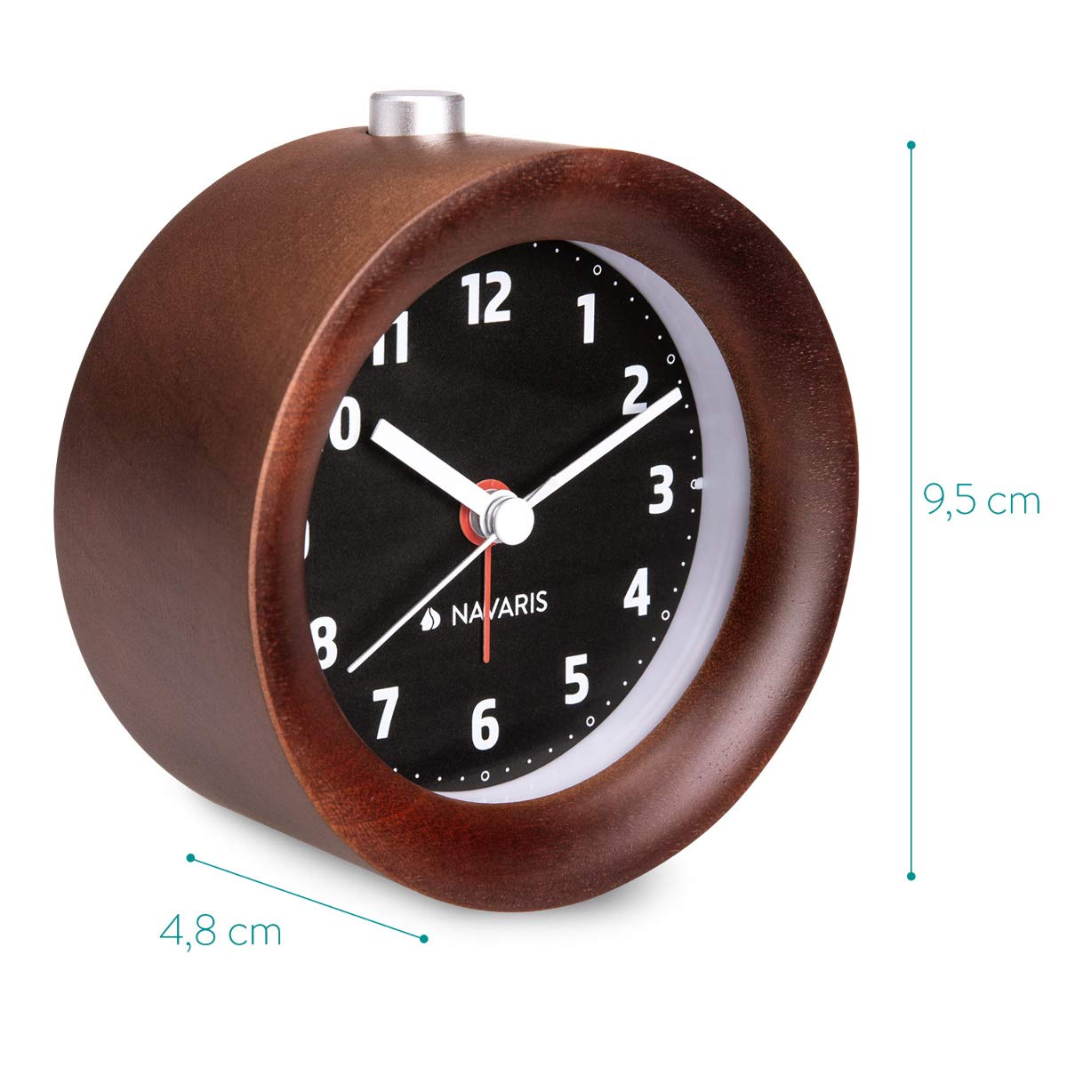 navaris-living-analog-holz-wecker-tischuhr-dunkelbraun-ohne-ticken image 4