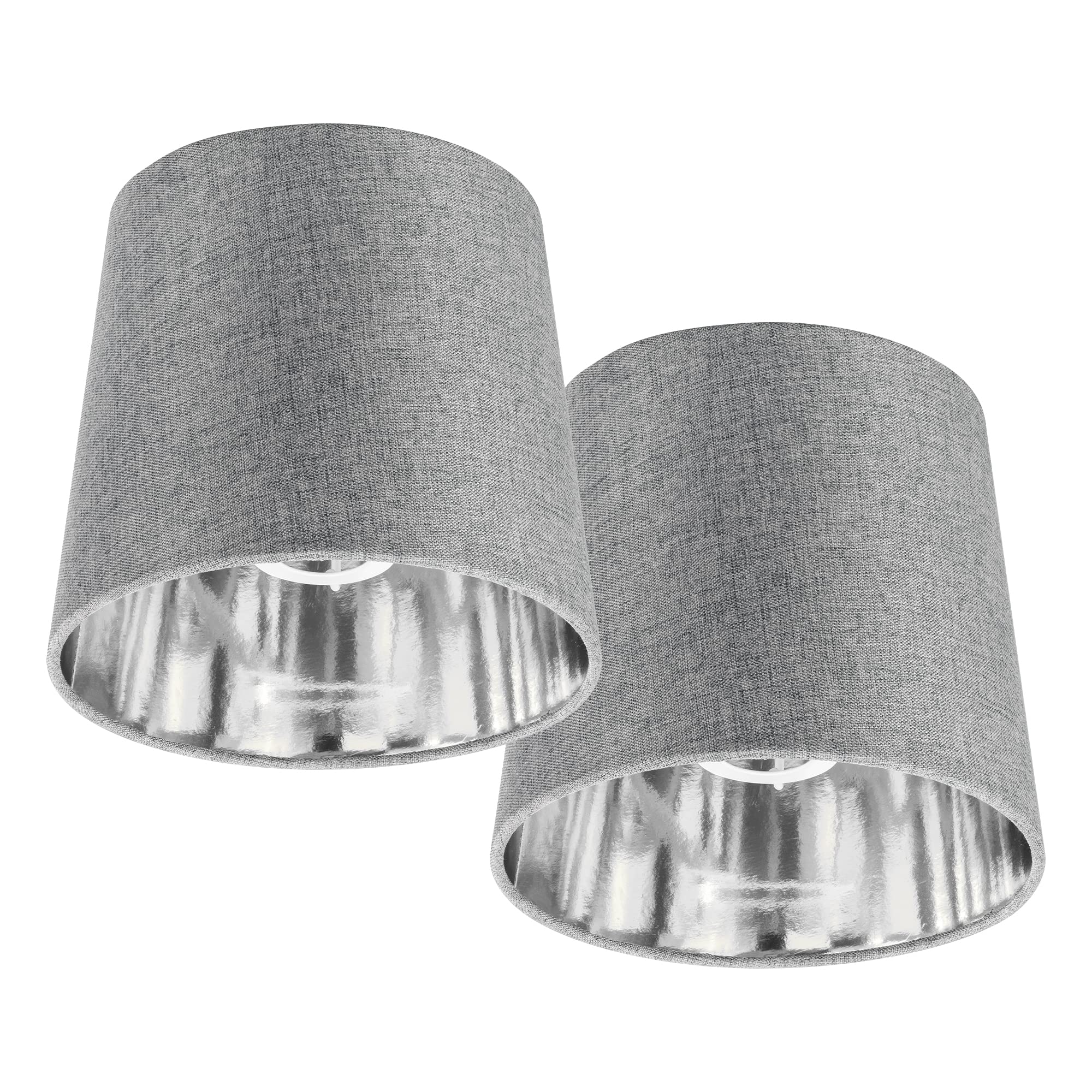 navaris-lampenschirm-e14-2er-set-grau-silber-15-2cm-leinen image 6