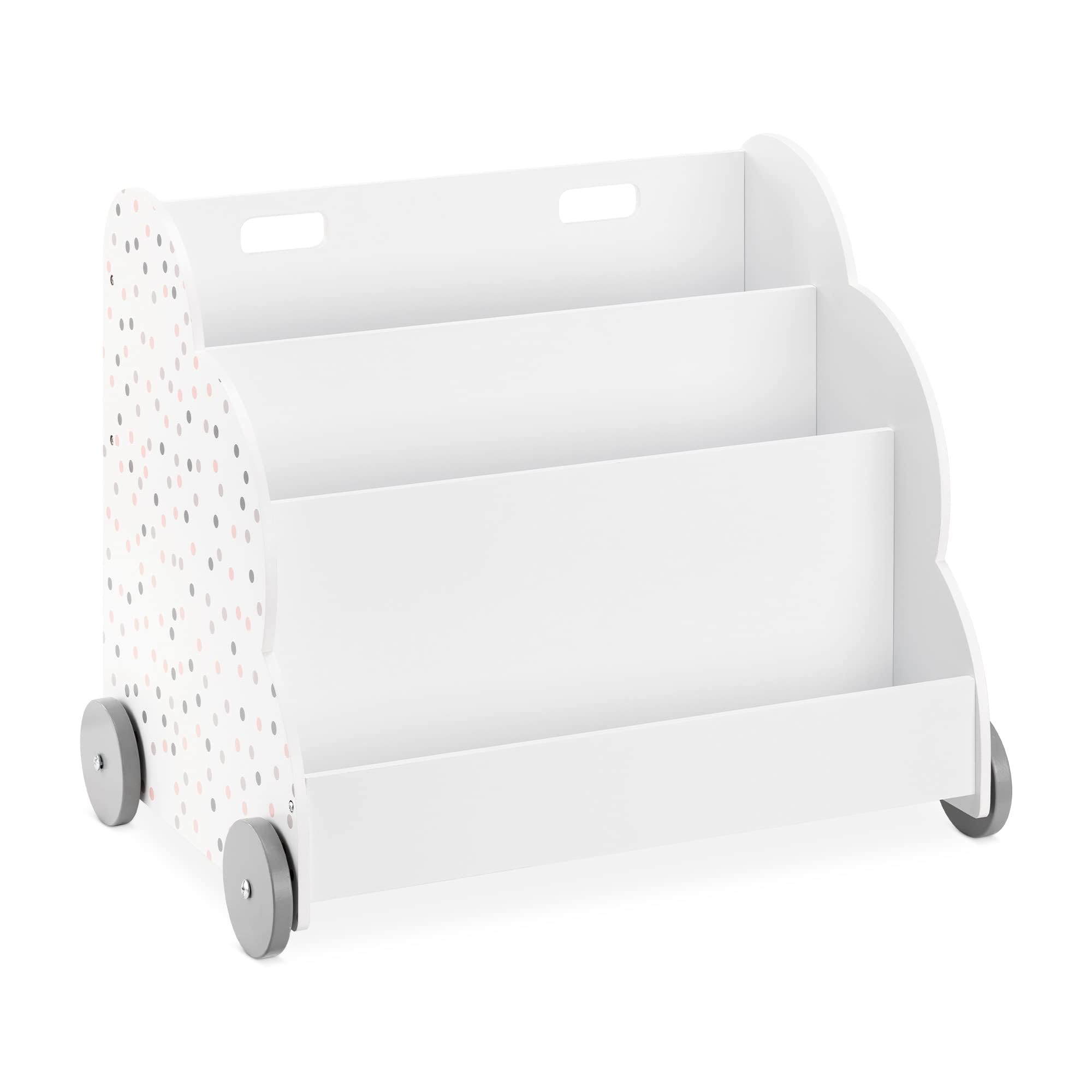 navaris-living-kinder-b-cherregal-wei-mit-rollen-60x51x40-cm image 1