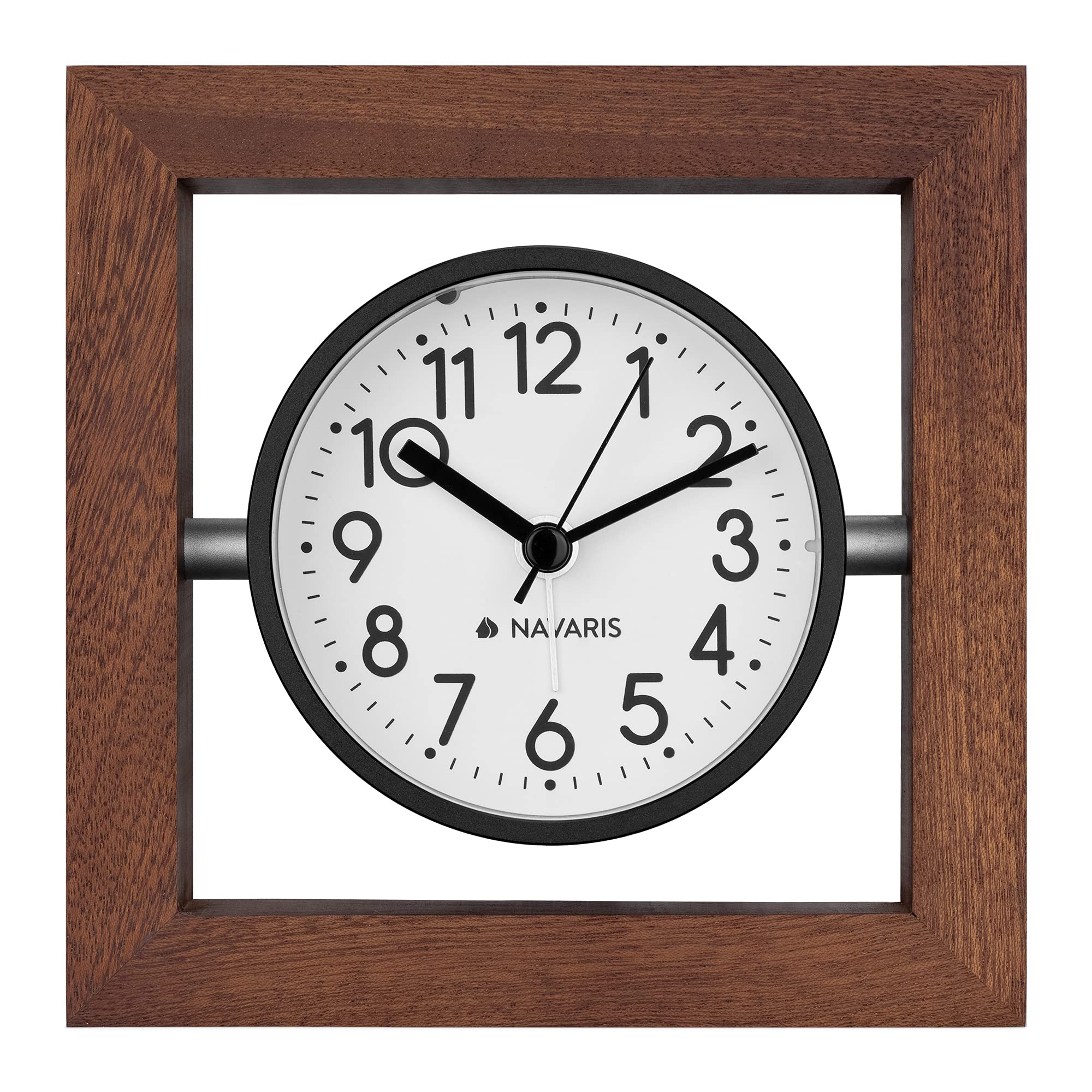 navaris-living-tischuhr-holz-analog-dunkelbraun-lautlos-13cm image 7