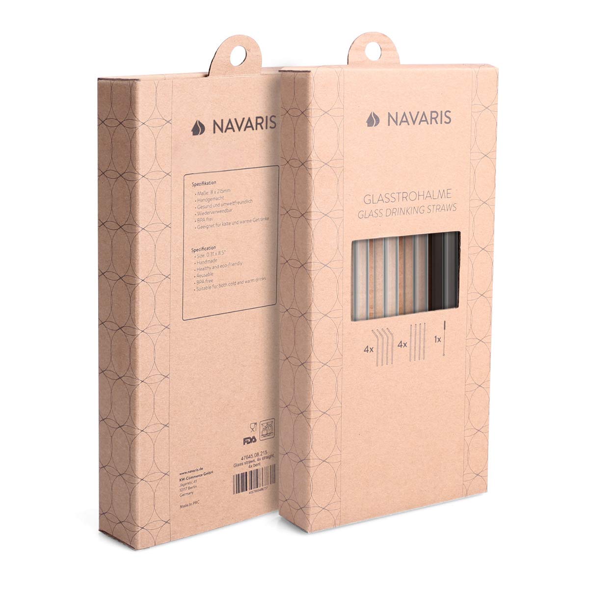 navaris-glas-strohhalme-8er-set-mit-b-rste-transparent image 7