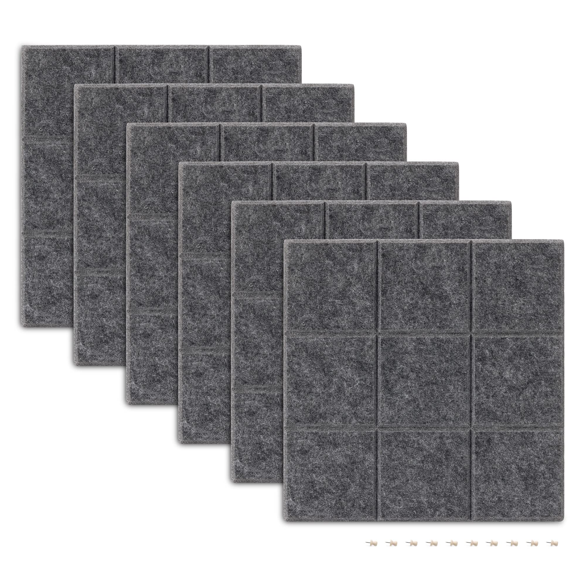 navaris-memoboard-filz-pinnwand-6er-set-grau-30x30cm image 1