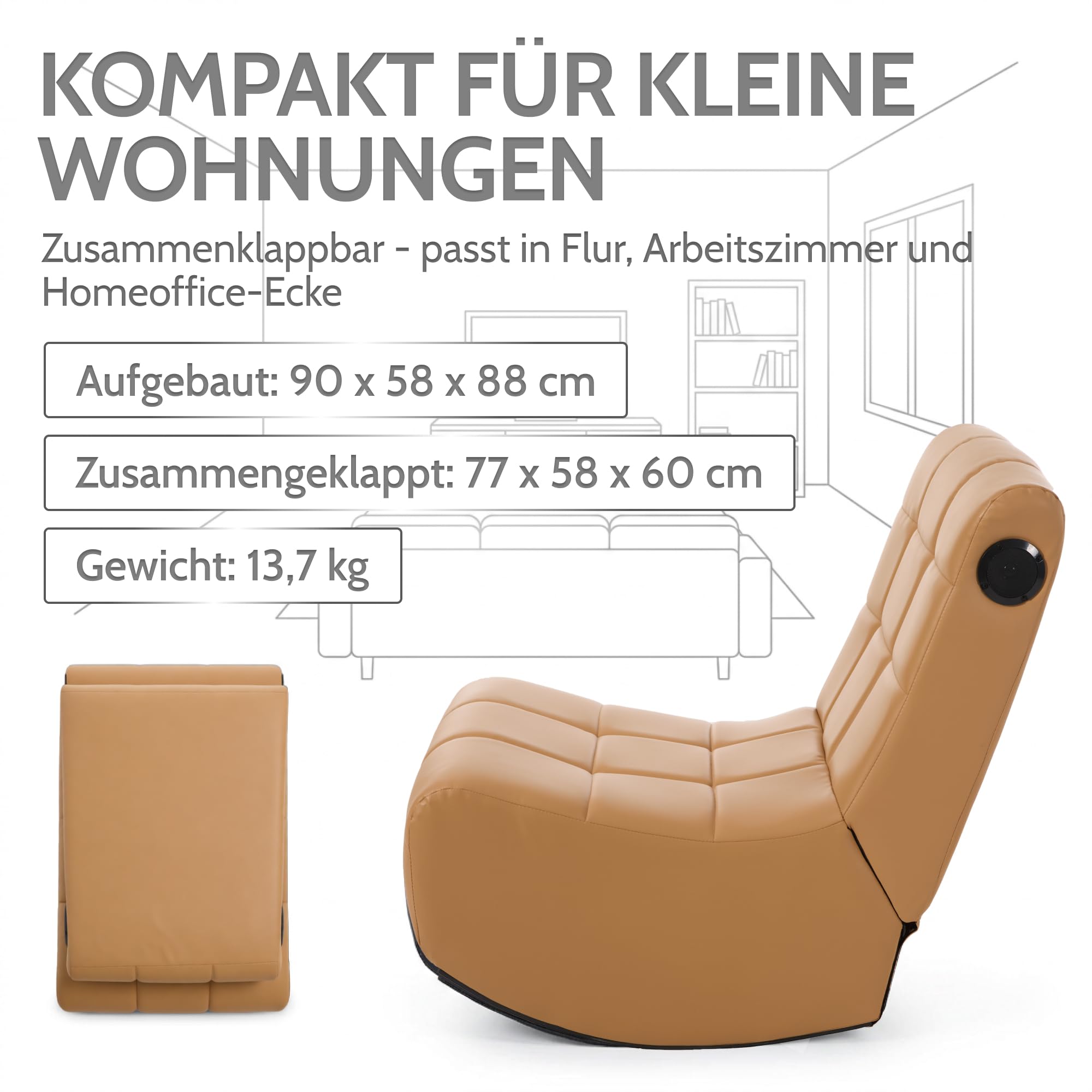 allyson-relaxsessel-lounge-fernsehsessel-bluetooth-usb-khaki-lederlook image 6