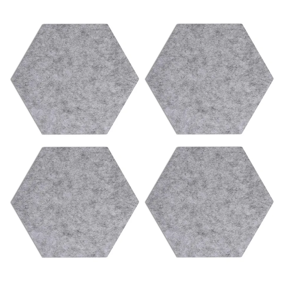 navaris-filz-memoboard-sechseckig-pinnwand-4er-set-hellgrau image 1