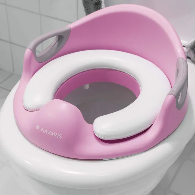 navaris-kinder-toilettensitz-wc-aufsatz-rosa-mit-griff image 1