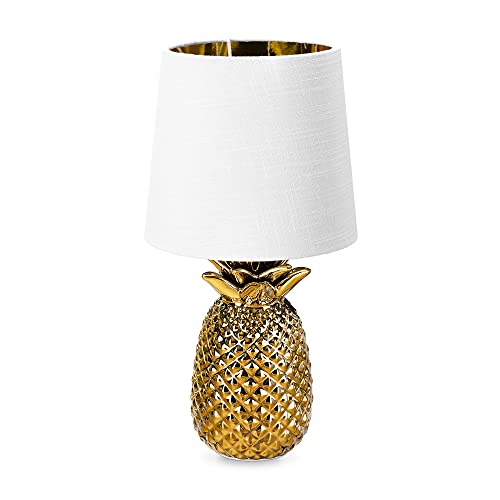 navaris-tischlampe-ananas-35cm-keramiklampe-e14-gold-wei image 7