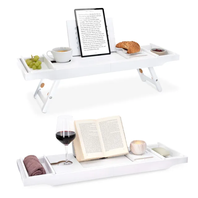 navaris-beauty-badewannenablage-bambus-wei-ausziehbar image 1