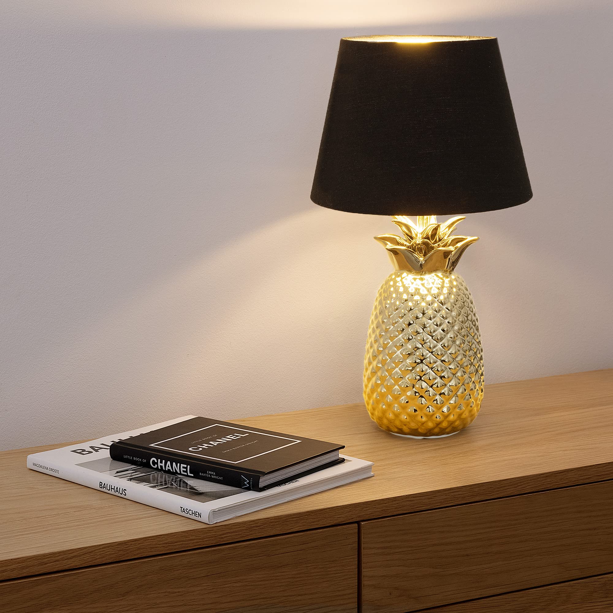 navaris-tischlampe-ananas-40cm-keramik-deko-nachttischlampe-gold-schwarz image 5