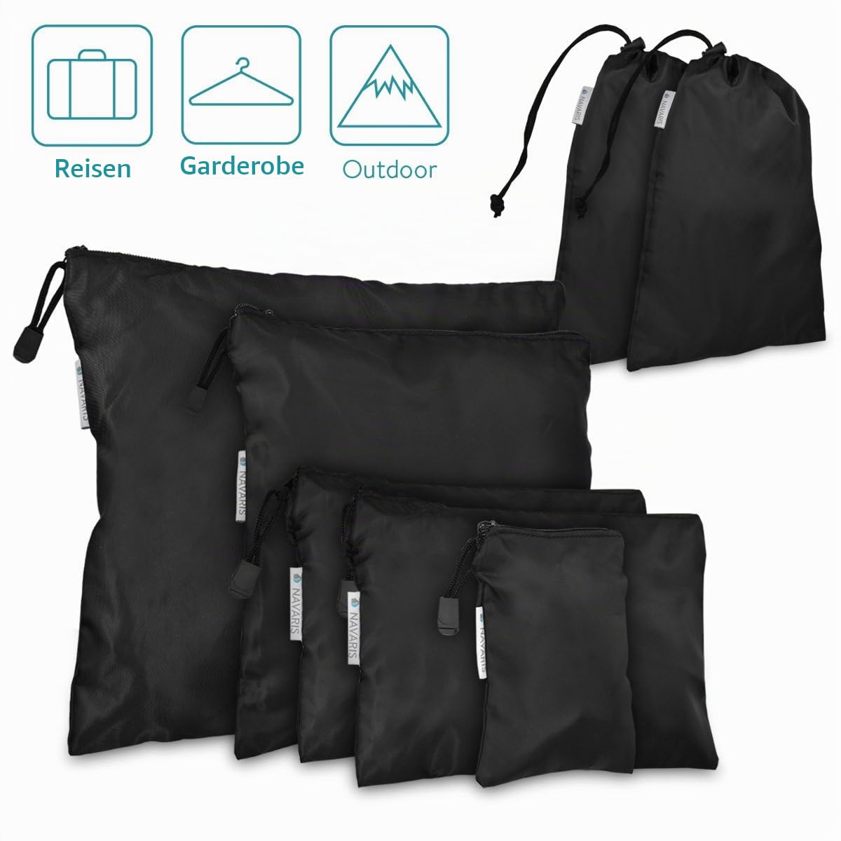 navaris-travel-koffer-packbeutel-set-7-teilig-packtaschen-schwarz image 3