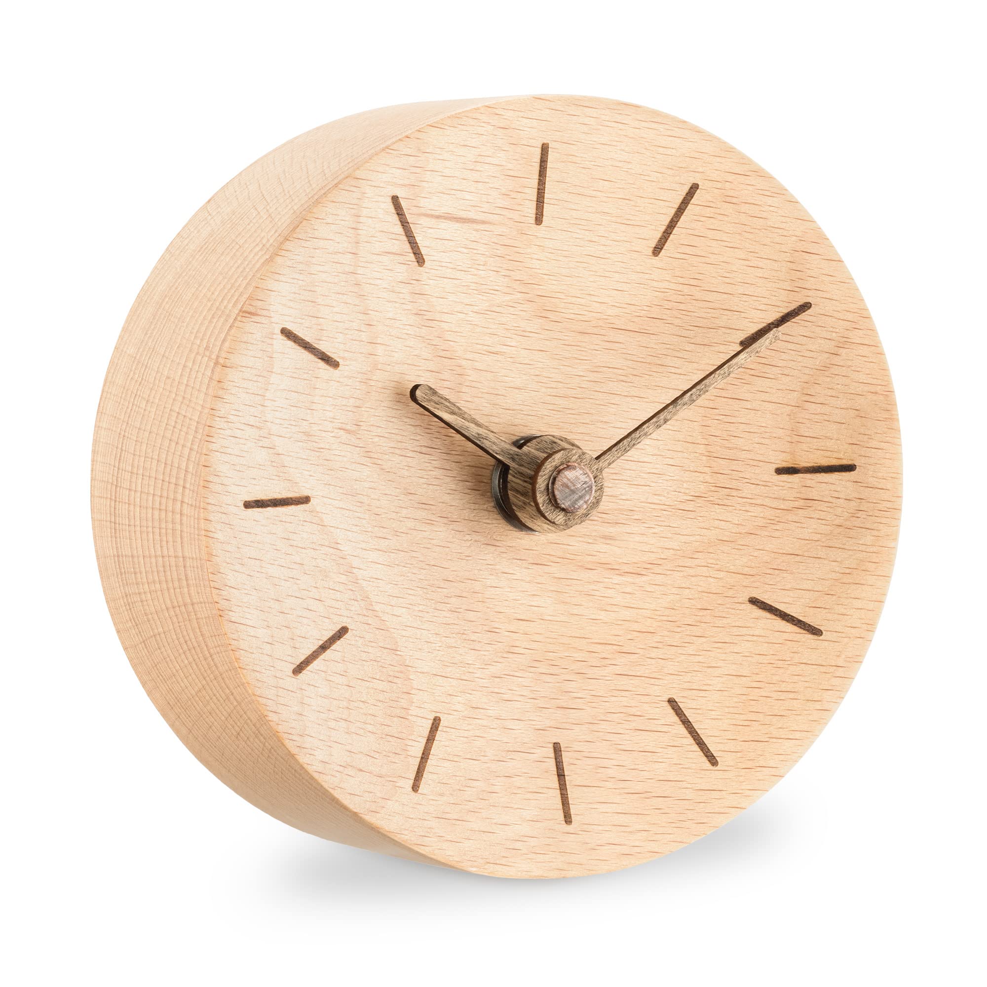 navaris-living-tischuhr-holz-hellbraun-analog-lautlos-11-cm image 1