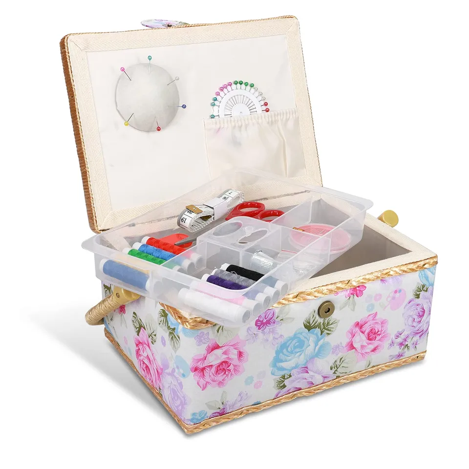 navaris-n-hkasten-korb-rosen-design-mit-36tlg-zubeh-r image 1