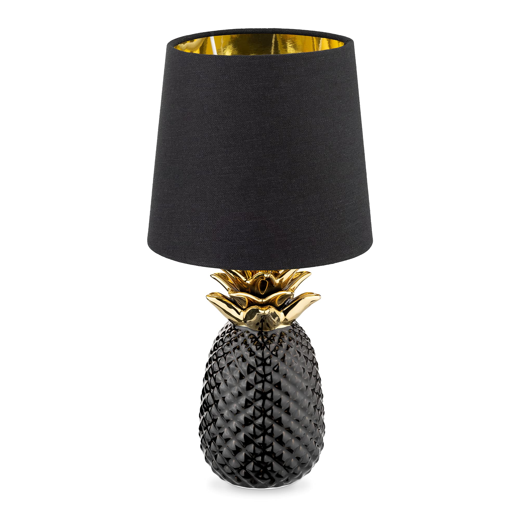 navaris-ananas-tischlampe-keramik-35-cm-schwarz-schwarz-e14 image 1