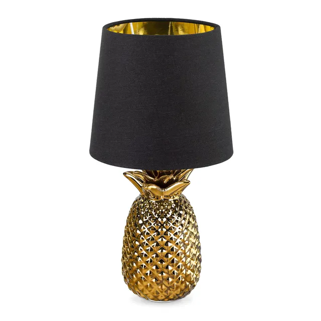 navaris-ananas-tischlampe-keramik-35-cm-gold-schwarz-e14 image 1