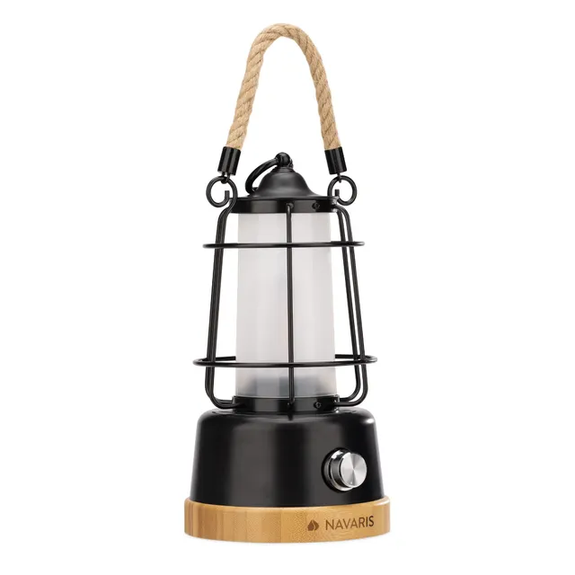 navaris-led-laterne-akku-dimmbar-powerbank-bambus image 1
