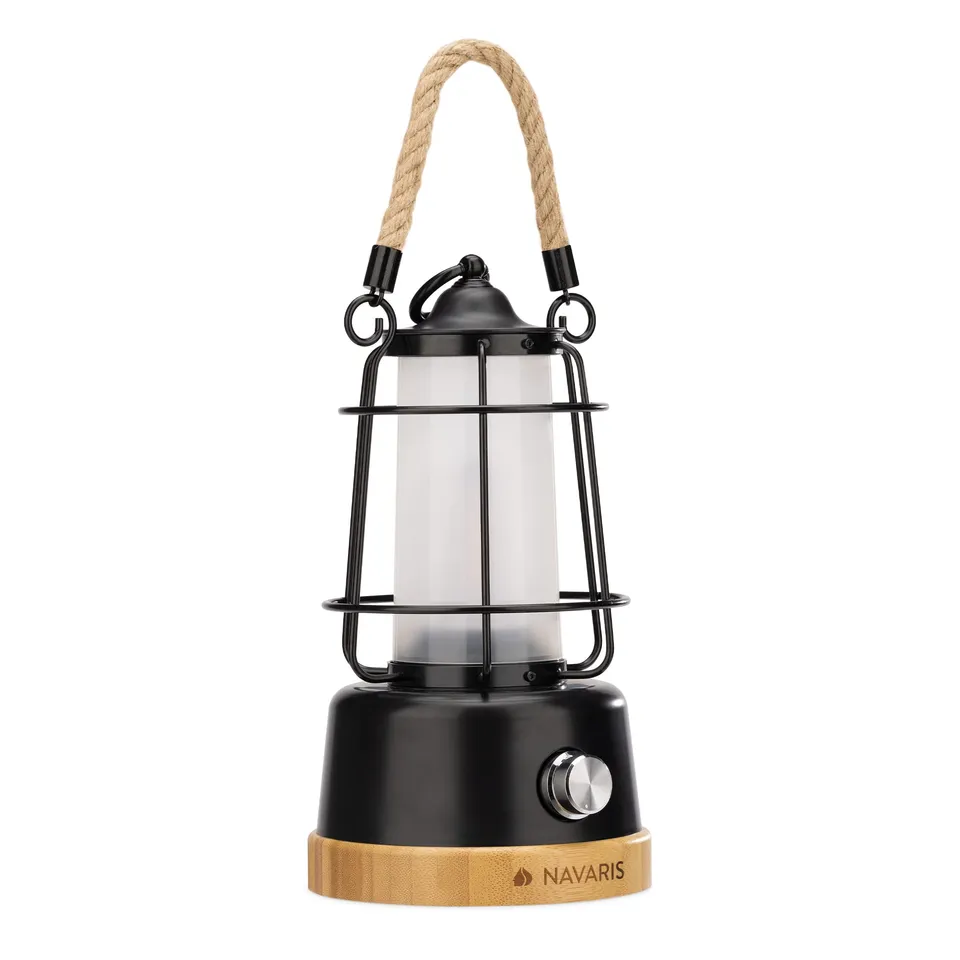 navaris-led-laterne-akku-dimmbar-powerbank-bambus image 1