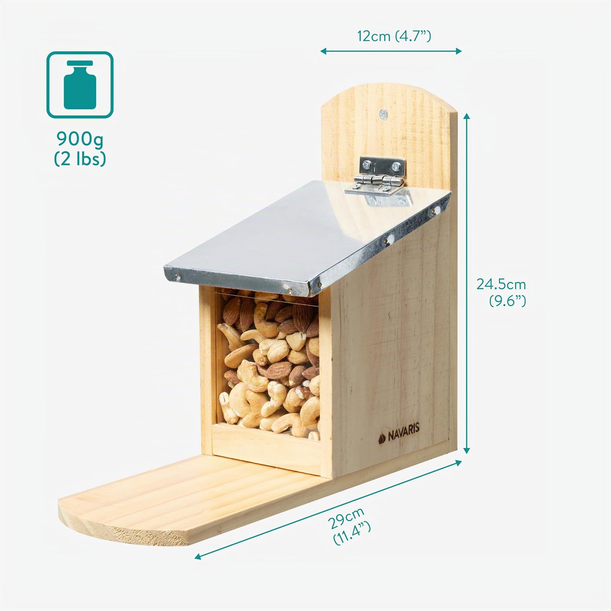 navaris-animals-eichh-rnchen-futterhaus-holz-metall-29-cm image 6