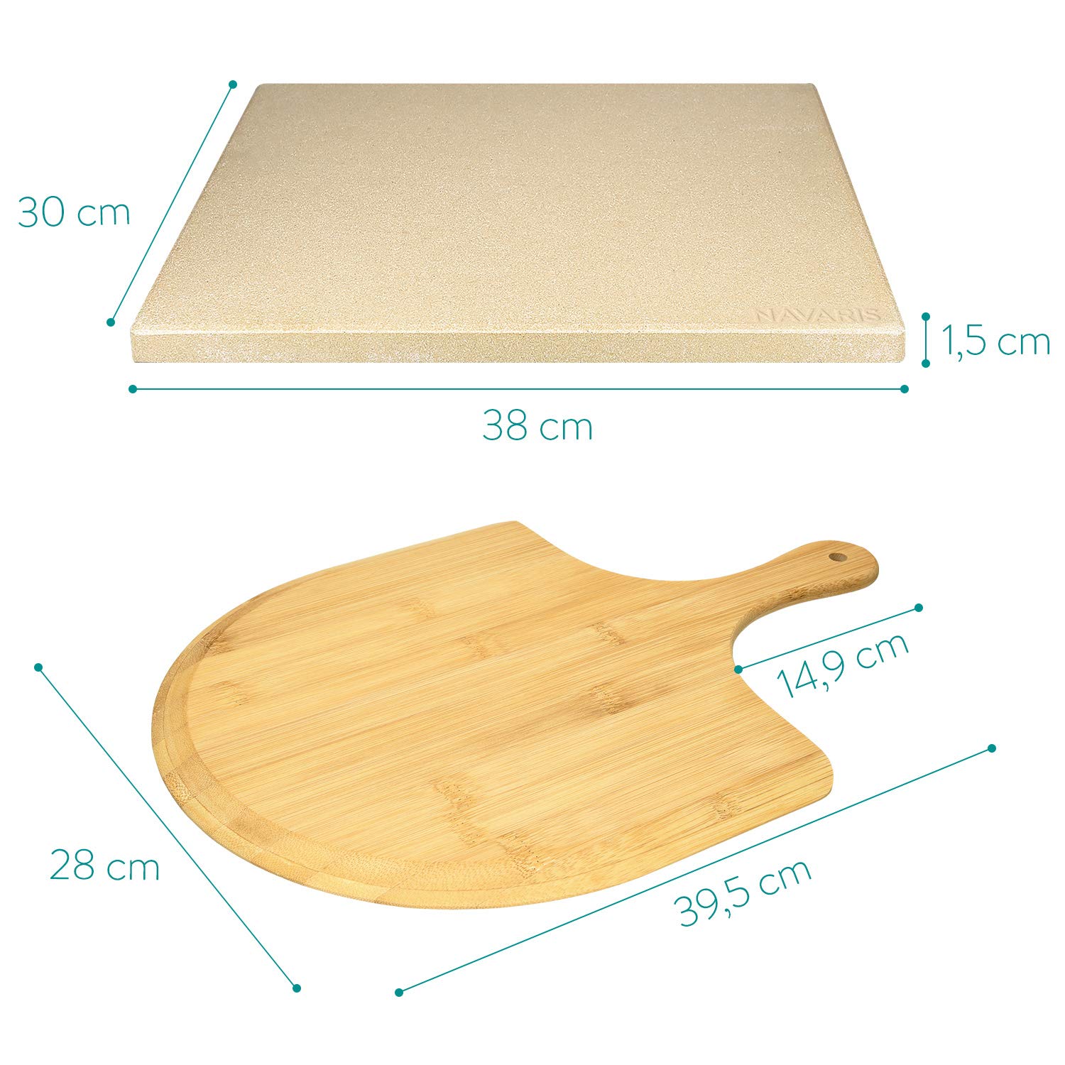 navaris-kitchen-pizzastein-38x30-cm-cordierit-mit-schaufel image 2
