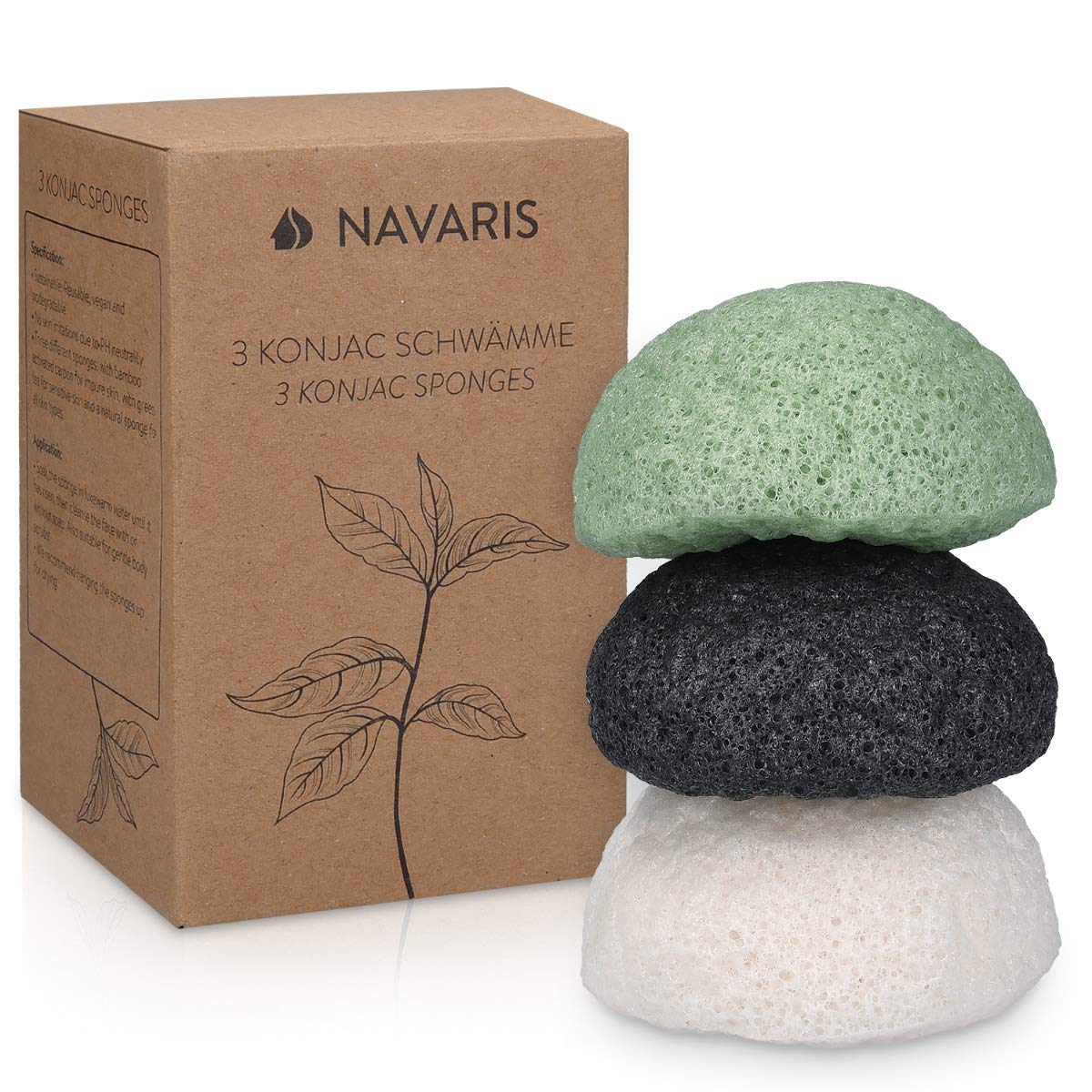 navaris-beauty-konjac-schwamm-gesicht-3-st-ck-vegan-ph-neutral image 1