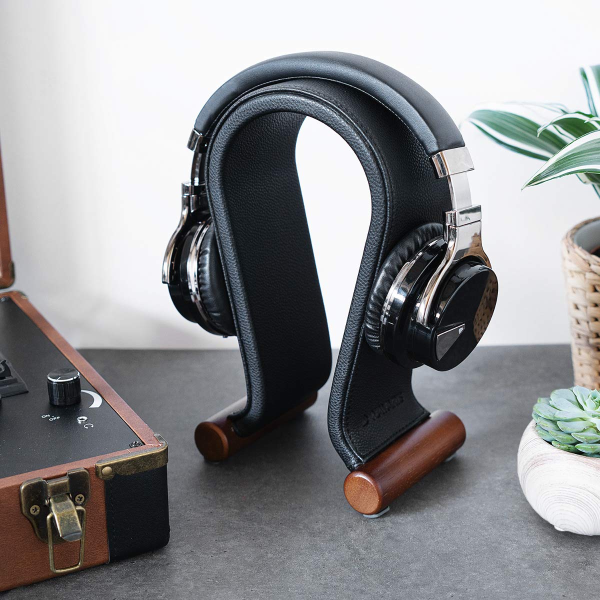 navaris-kopfh-rerst-nder-headset-halter-schwarz-kunstleder image 2