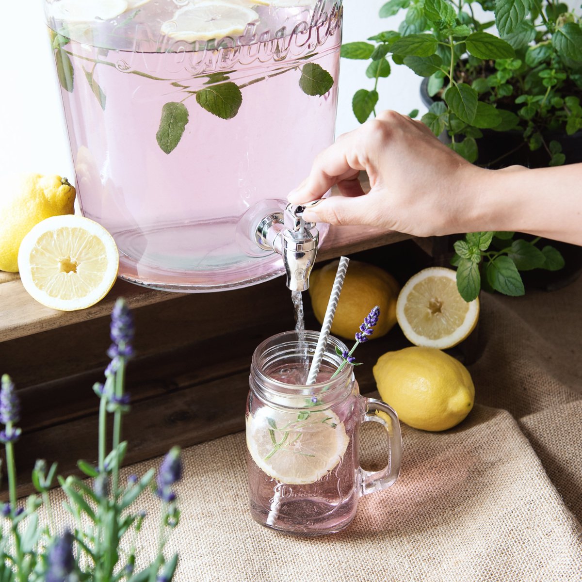 navaris-getr-nkespender-glas-8-l-mit-hahn-b-gelverschluss image 2