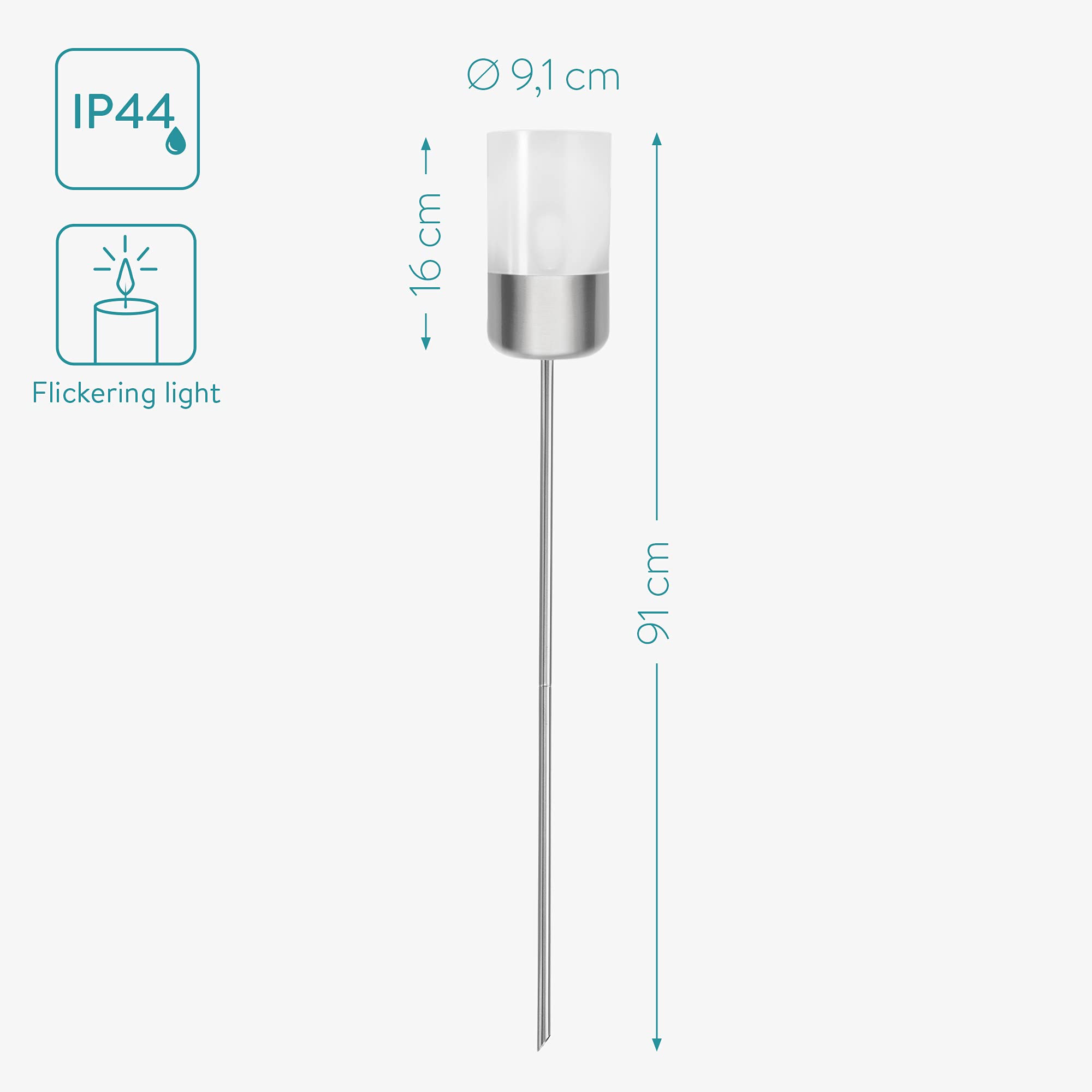 navaris-garden-led-solar-gartenfackel-edelstahl-4er-set-silber image 4