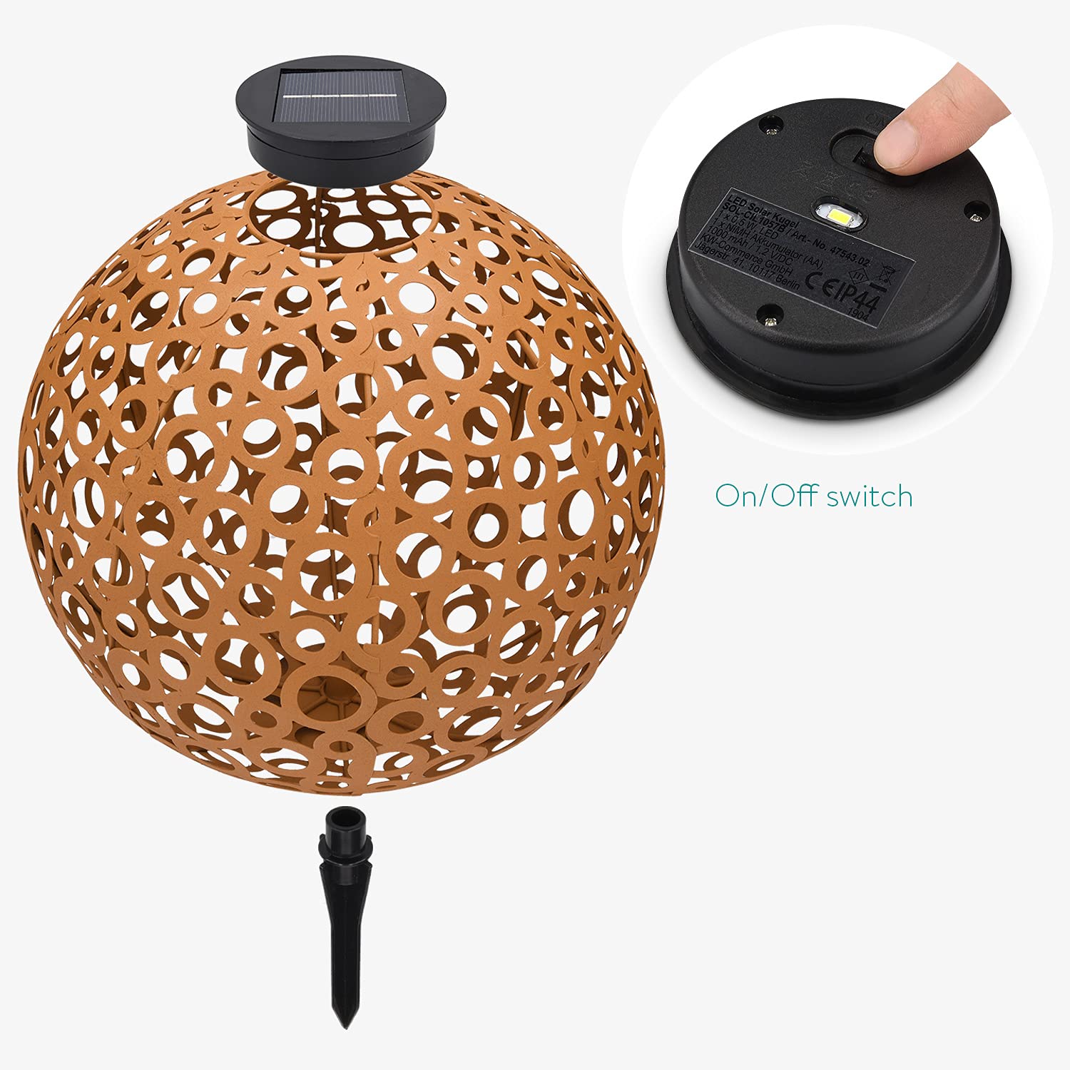 navaris-lighting-led-solar-kugel-metall-30cm-orientalisch image 5