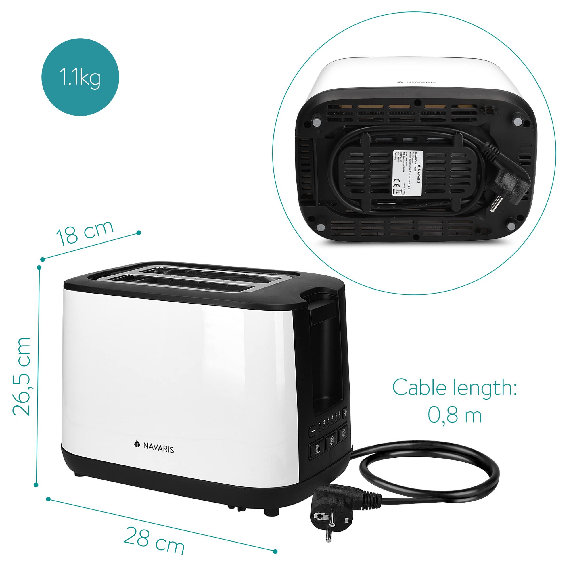 navaris-kitchen-doppelschlitz-toaster-wei-1000w-2-schlitze image 6