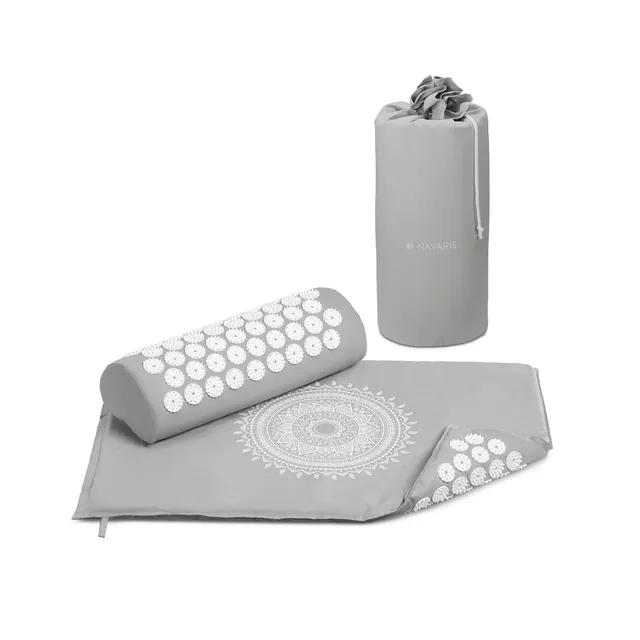 navaris-shakti-matte-2in1-akupressurmatte-mit-kissen-grau image 1