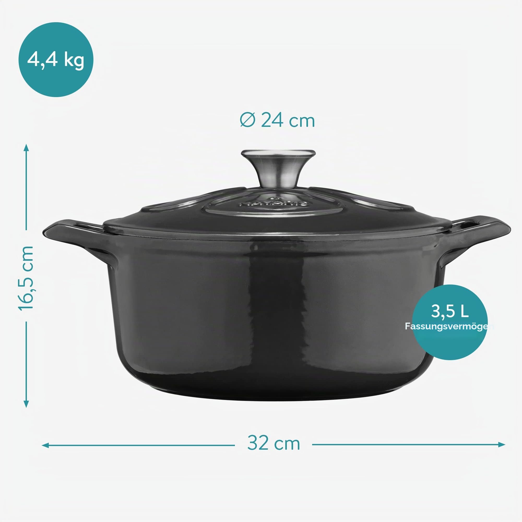 navaris-kitchen-gusseisen-topf-3-5-l-24-cm-schwarz image 4