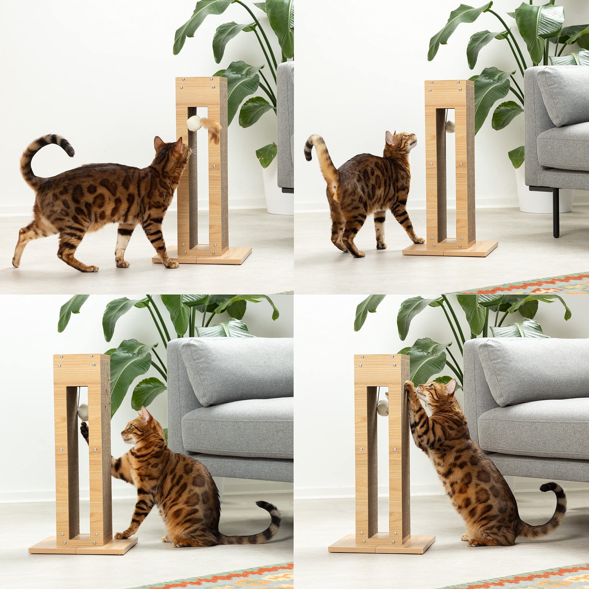 navaris-kratzbaum-kratzstamm-katzen-mit-spielzeug-pappe image 2
