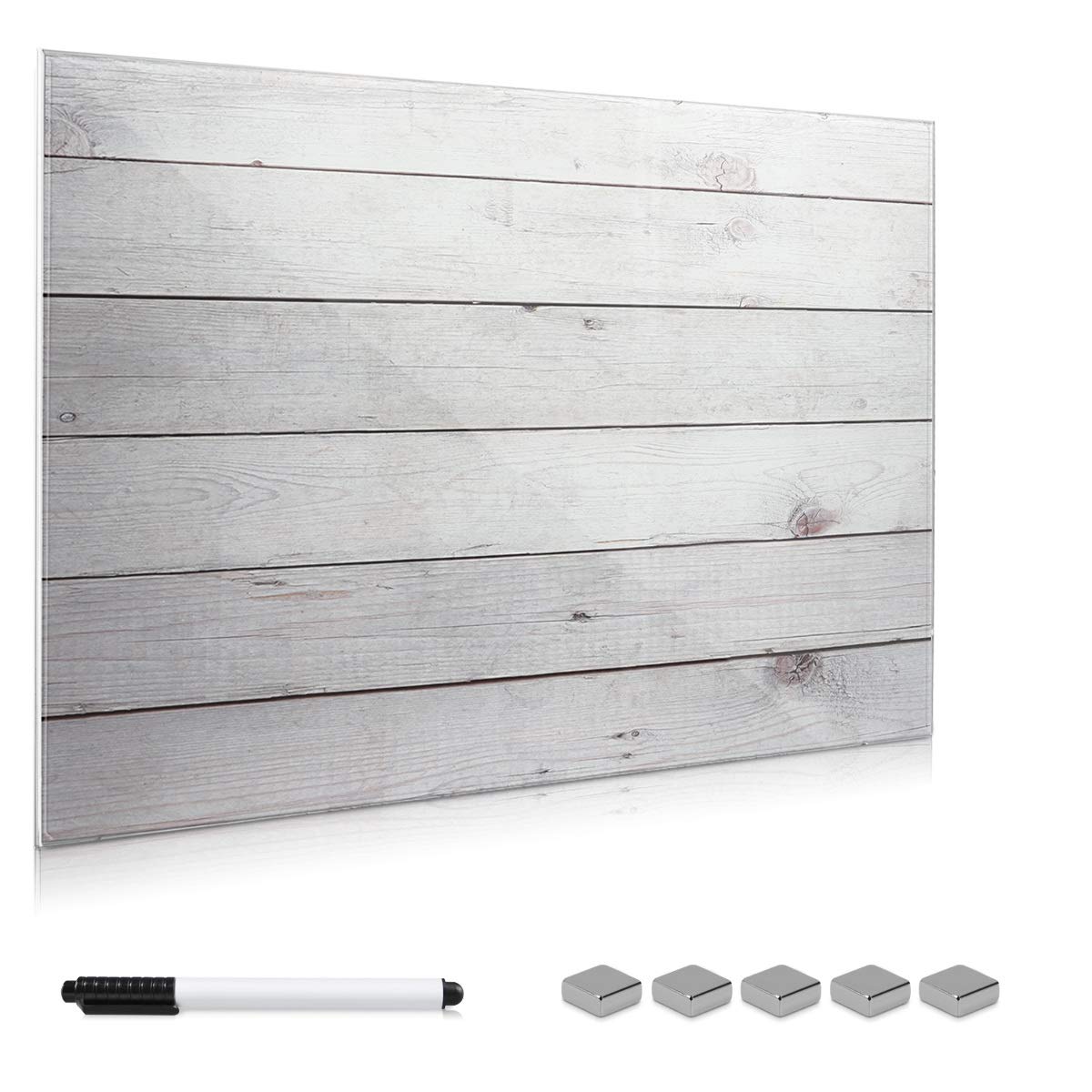 navaris-magnettafel-glas-90x60-cm-holzoptik-beschreibbar image 1