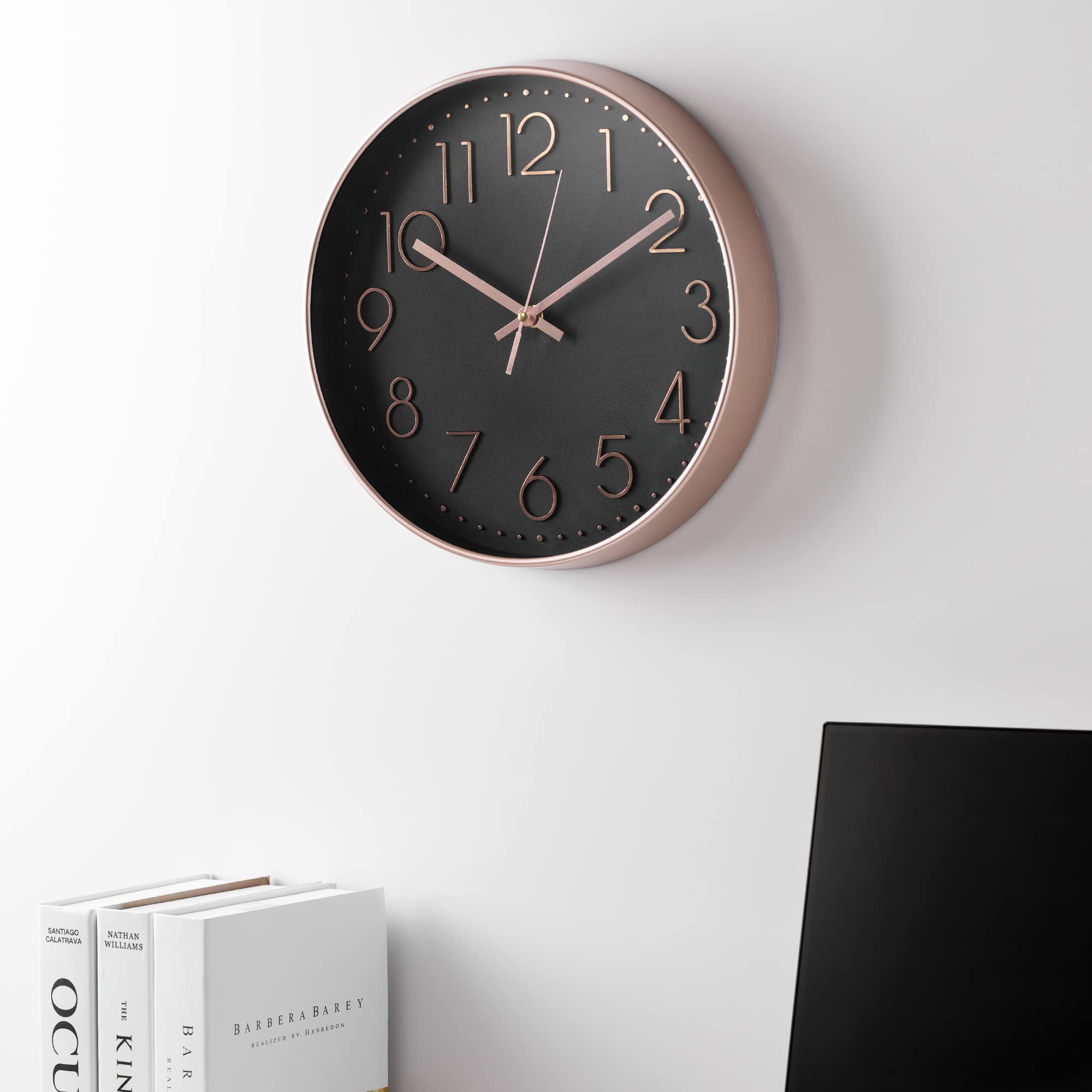 navaris-kitchen-wanduhr-analog-30cm-ros-gold-schwarz-lautlos image 3