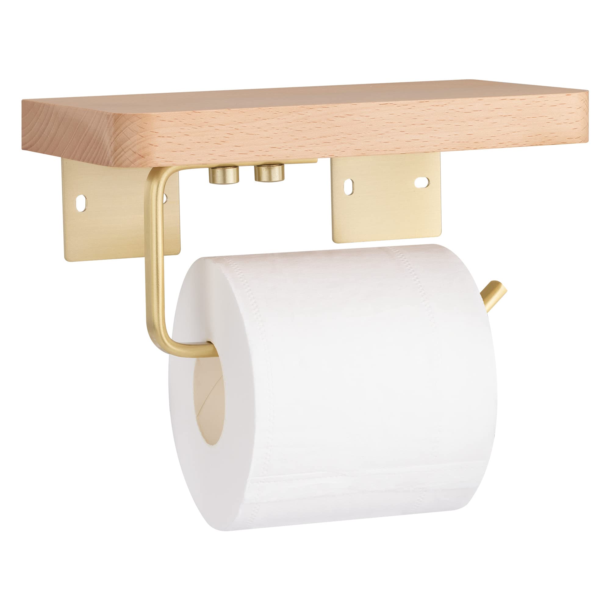 navaris-toilettenpapierhalter-holzablage-gold-20cm-buche image 5