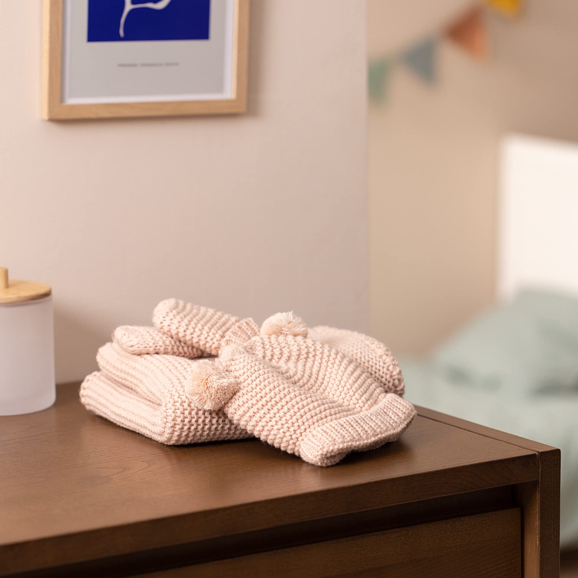 navaris-baby-geschenkset-strickdecke-mit-m-tze-wei-hellbraun image 4