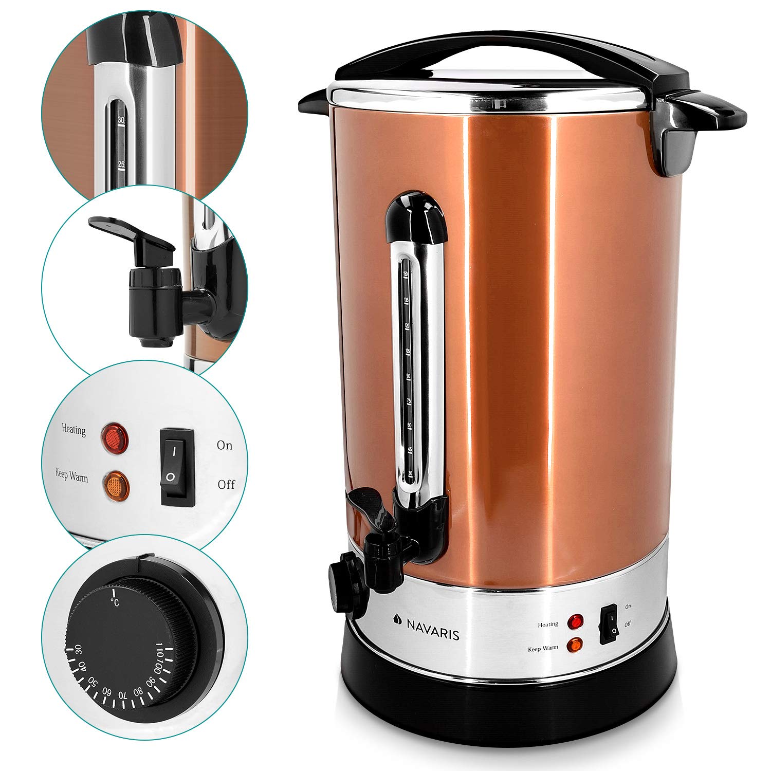 navaris-kitchen-gl-hweinkocher-edelstahl-18l-kupfer-thermostat image 3