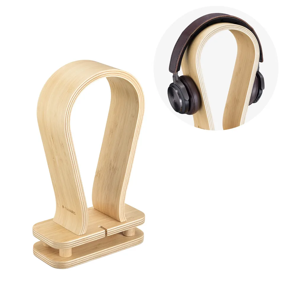 navaris-kopfh-rerhalter-holz-walnuss-mit-kabelhalterung image 1