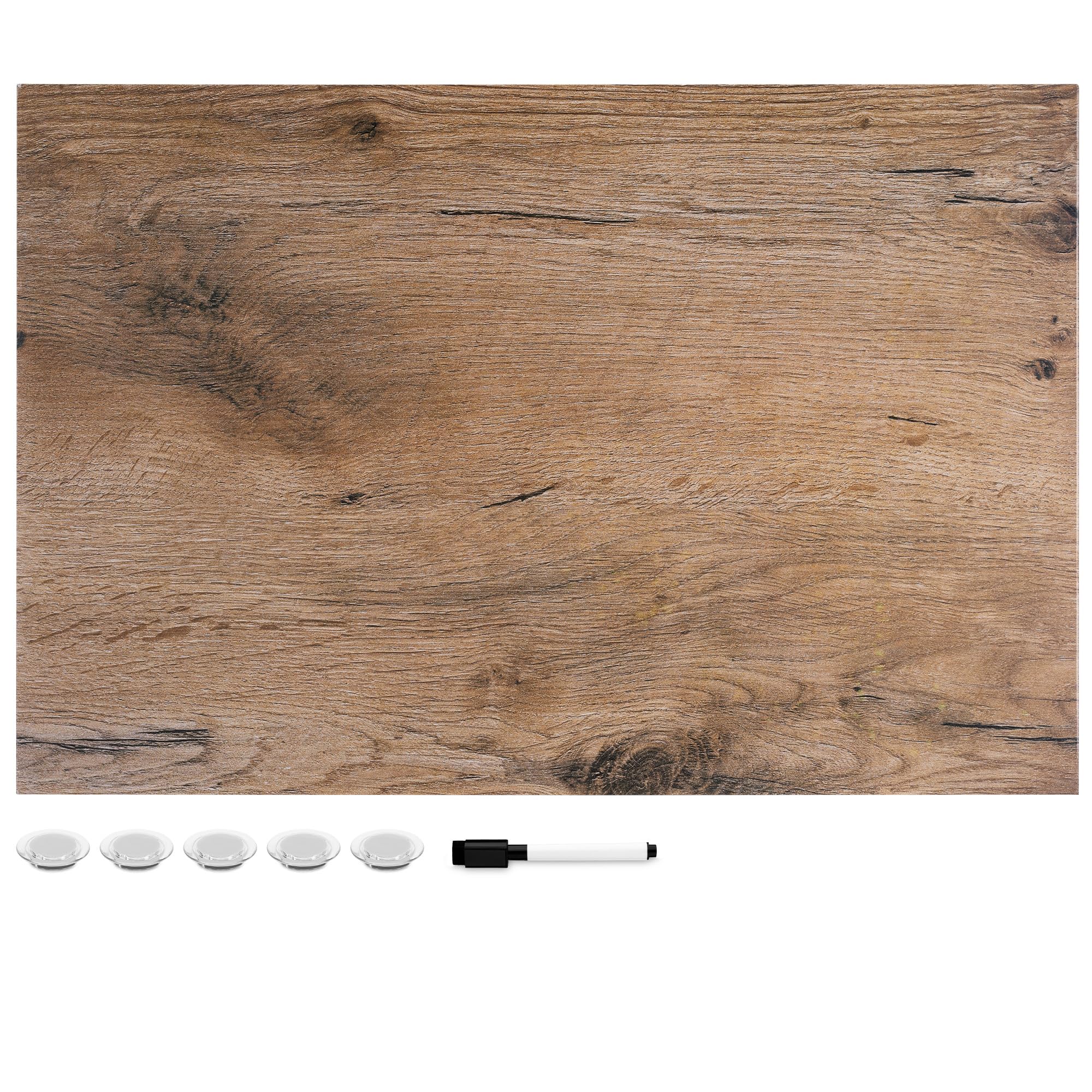 navaris-magnettafel-dunkles-holz-whiteboard-40-6x61-cm-mit-marker image 1
