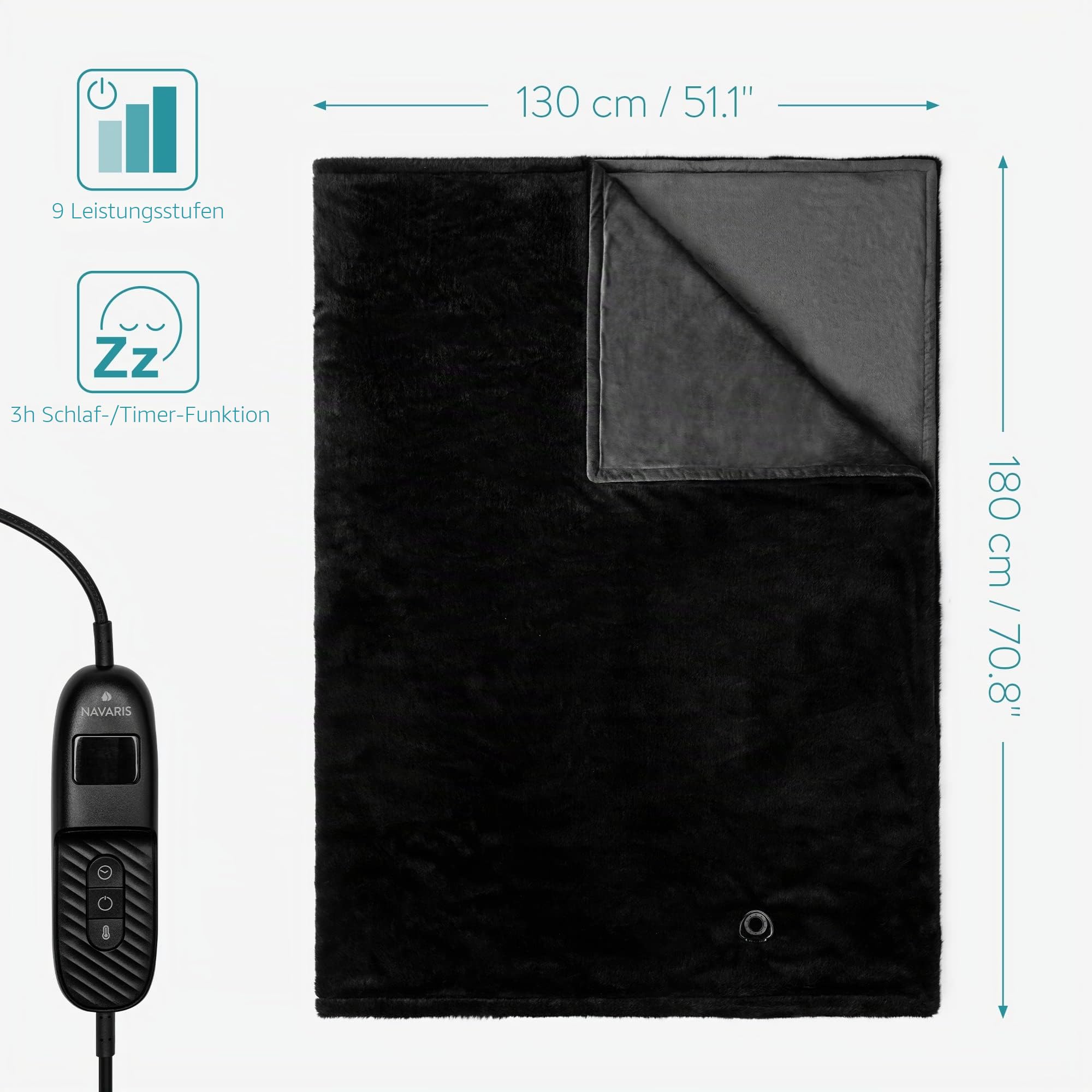 navaris-sport-heizdecke-elektrisch-180x130-schwarz-9-stufen image 6