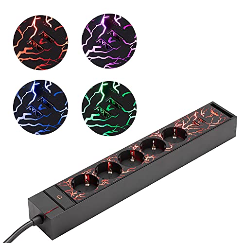 navaris-lighting-steckdosenleiste-5-fach-led-usb-schwarz image 8