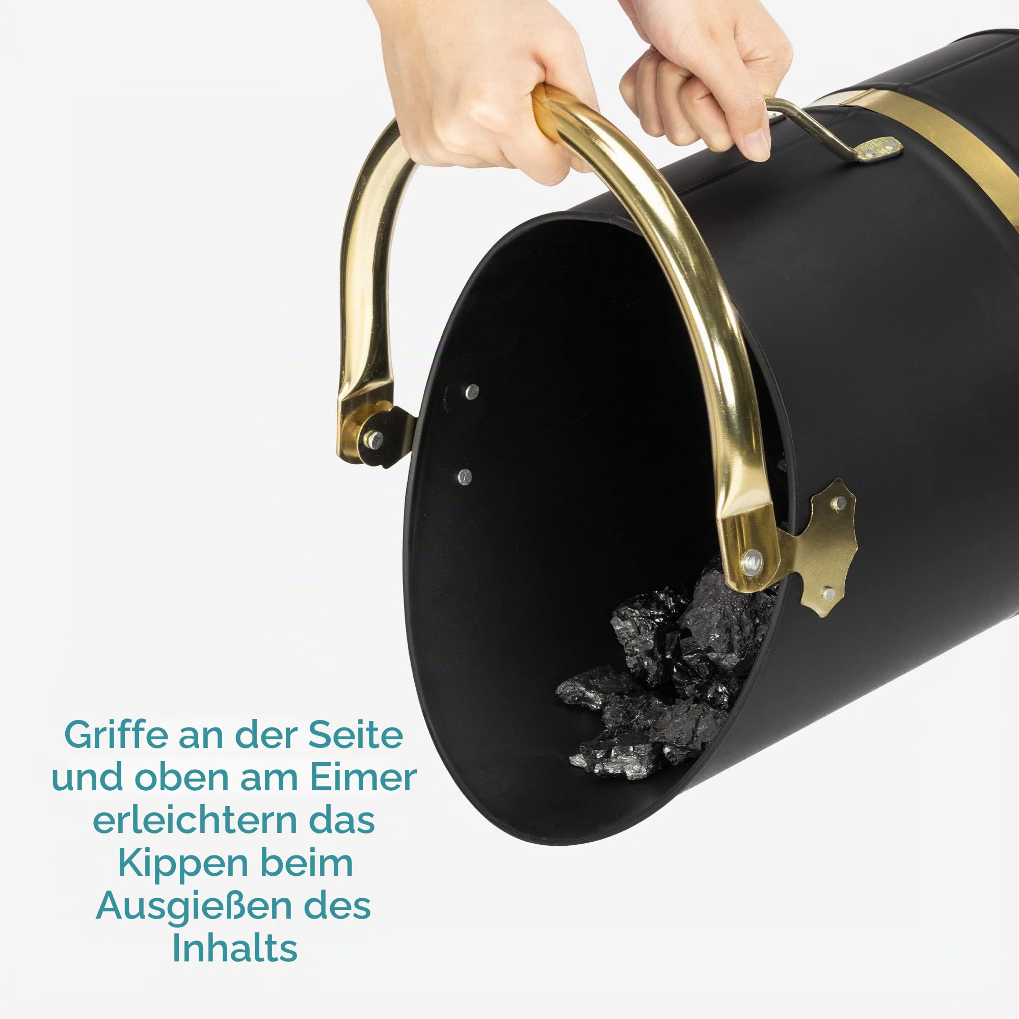 navaris-living-ascheeimer-mit-schaufel-metalleimer-schwarz-gold image 3