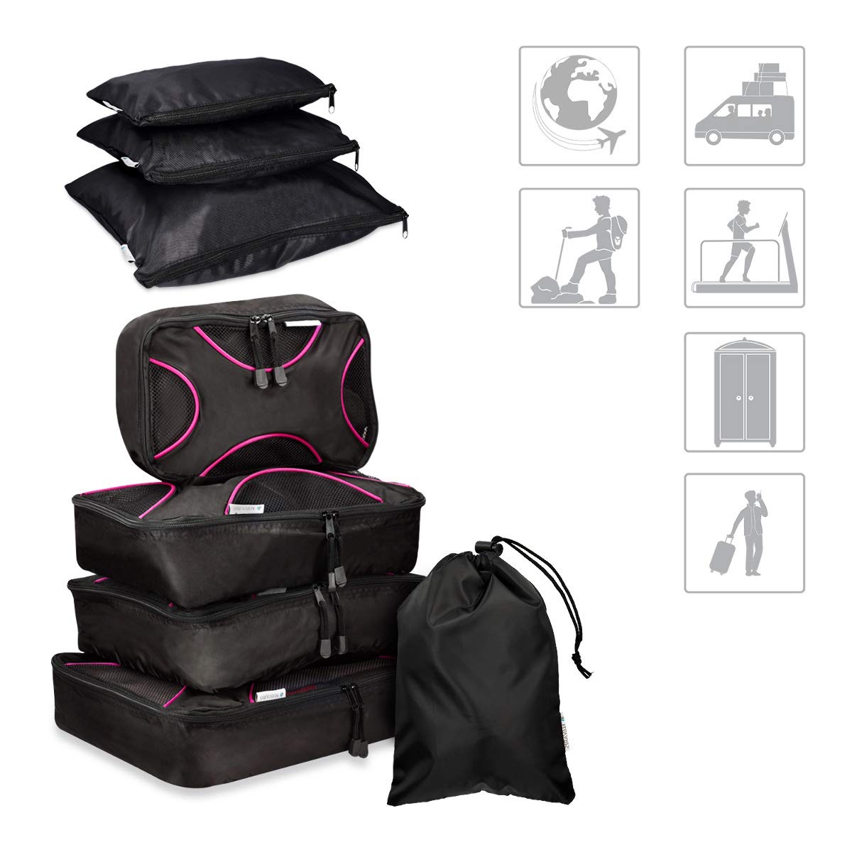 navaris-koffer-packtaschen-set-9-teilig-schwarz-pink image 3