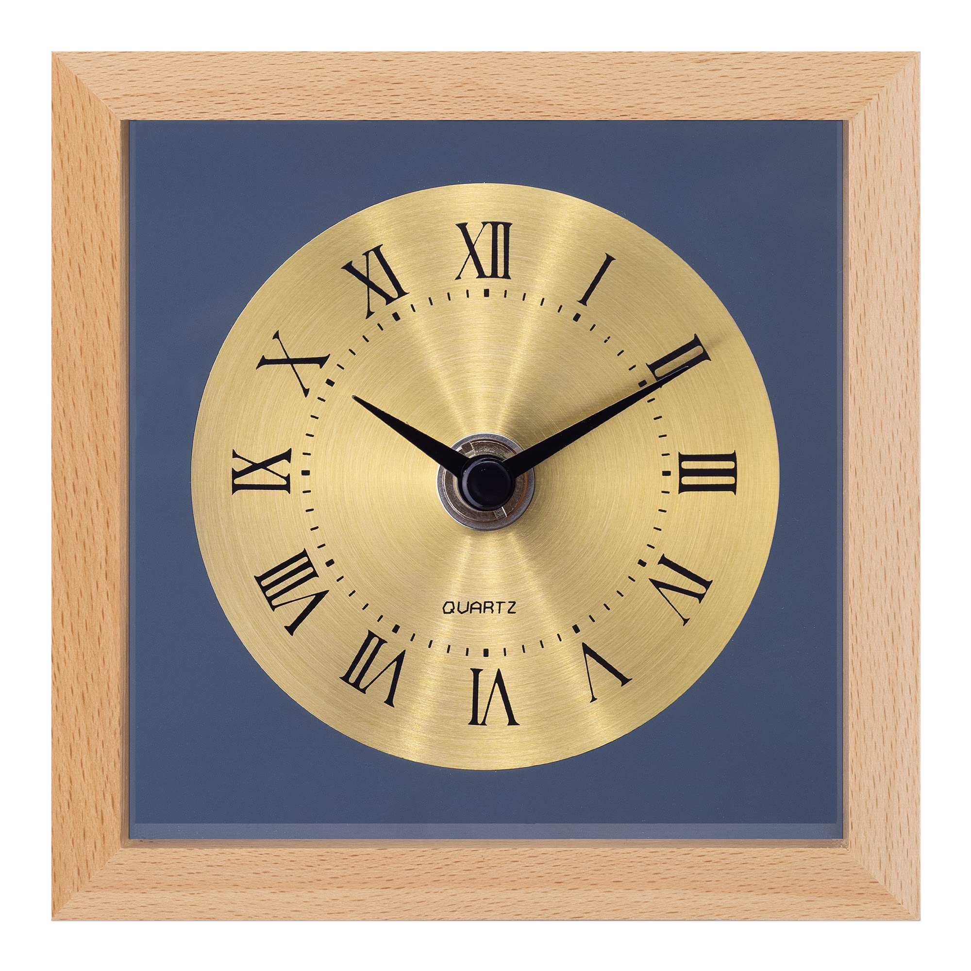 navaris-living-tischuhr-holz-quadratisch-hellbraun-gold-vintage image 7