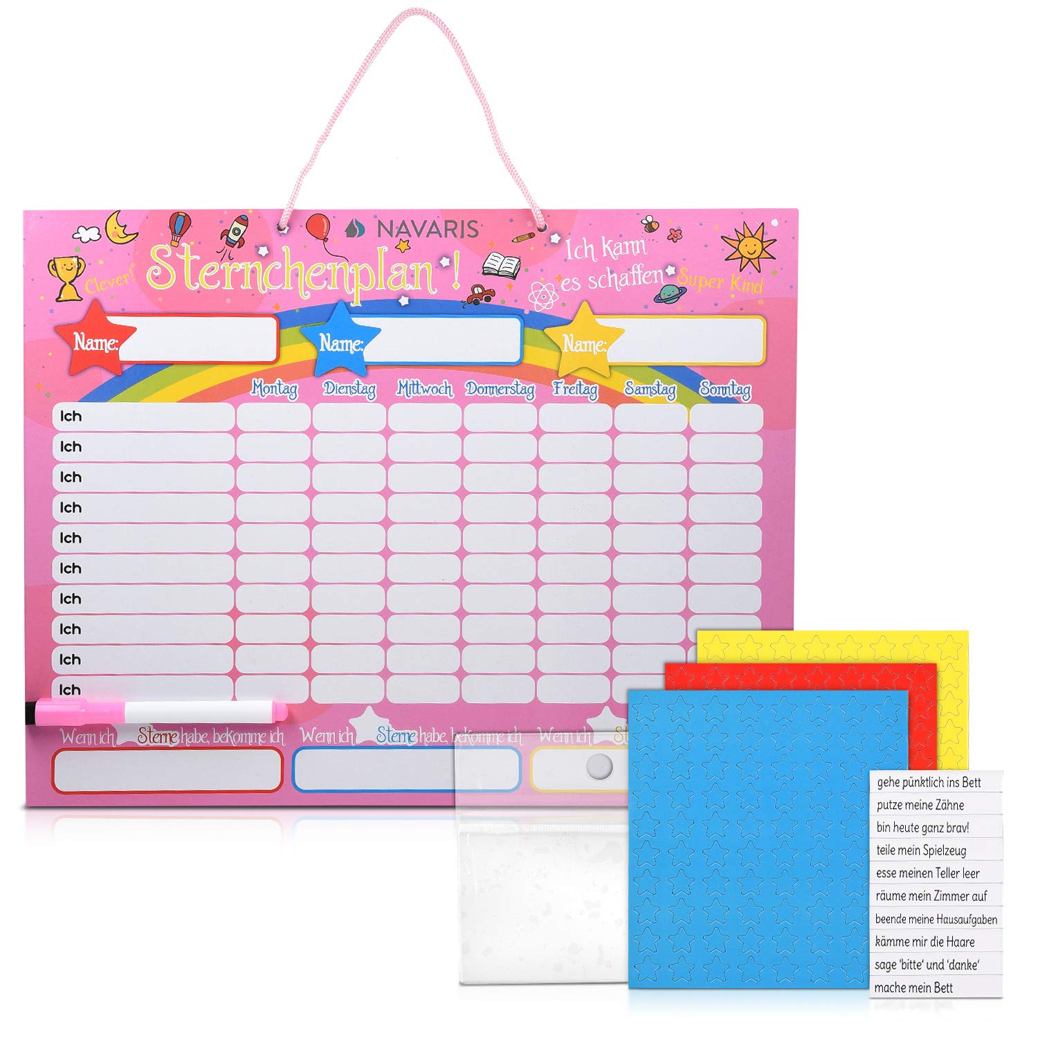 navaris-belohnungstafel-magnetisch-40x32cm-250-sterne-kinder image 7