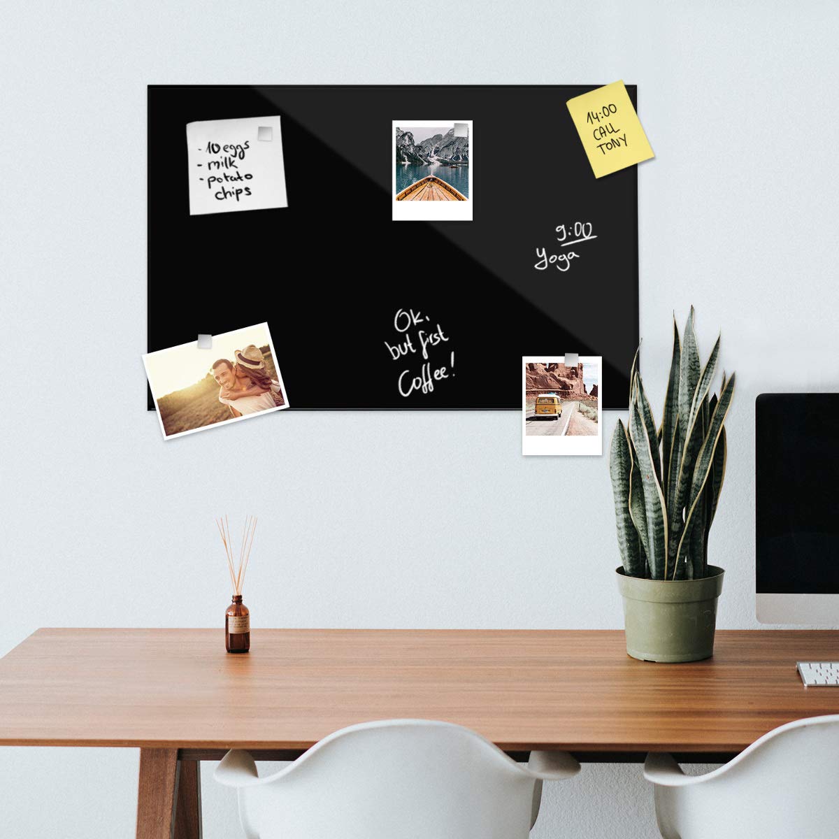 navaris-magnettafel-glas-60x40cm-magnetboard-schwarz-beschriftbar image 2