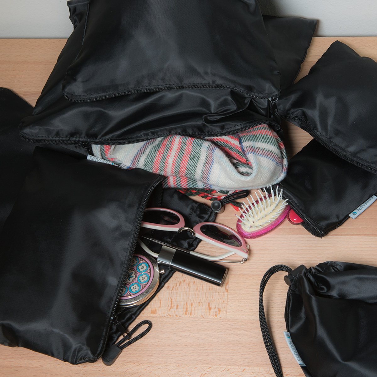 navaris-travel-koffer-packbeutel-set-7-teilig-packtaschen-schwarz image 2